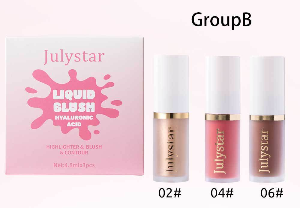 Julystar Facial Blush, Long-lasting Pearlescent Lip Brightening, Natural Highlight Contouring Liquid Set Wholesale undefined