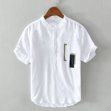 白衬衫男款夏季男士日系短袖衬衫薄料宽松韩版潮流时尚衬衣男恤