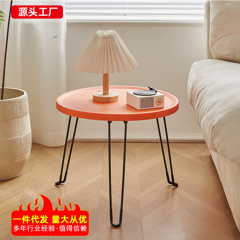 Foldable Sofa Side Table Internet Popular Small Table Living Room Coffee Table Household Simple Small Round Table Bedroom Mini Bedside Table