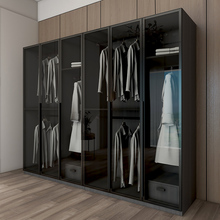 批发豪华65斜边铝合金边框型材玻璃门 宽铝材衣柜展示柜玻璃柜门