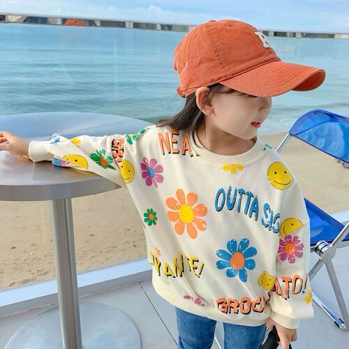 Girls' Hoodie 2025 Spring Collection New Children's Korean Style Top for Toddlers and Young Children Spring and Autumn Printed Long Sleeve