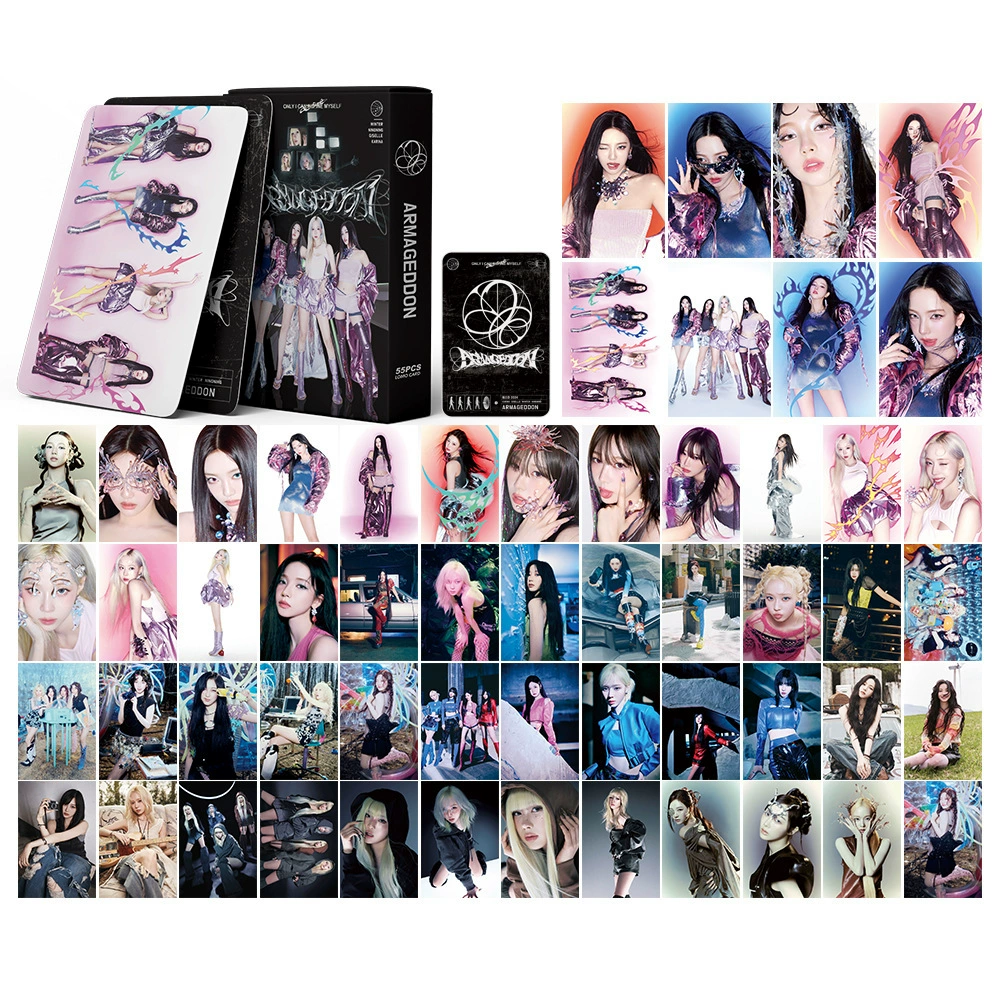 Большое количество 55 карточек-подборок участниц K-pop группы Aespa на складе, карточки LOMO для фанатов