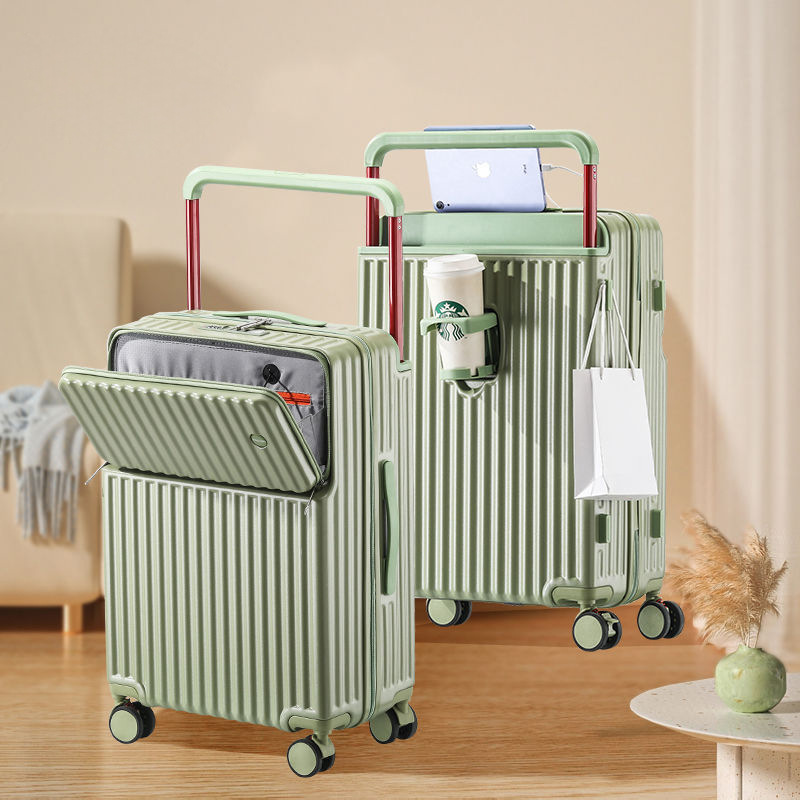 2025 marco de aluminio para equipaje, apertura frontal, caja de contraseña de varilla de tracción multifuncional de gran capacidad, rueda silenciosa para estudiantes, rueda amortiguadora