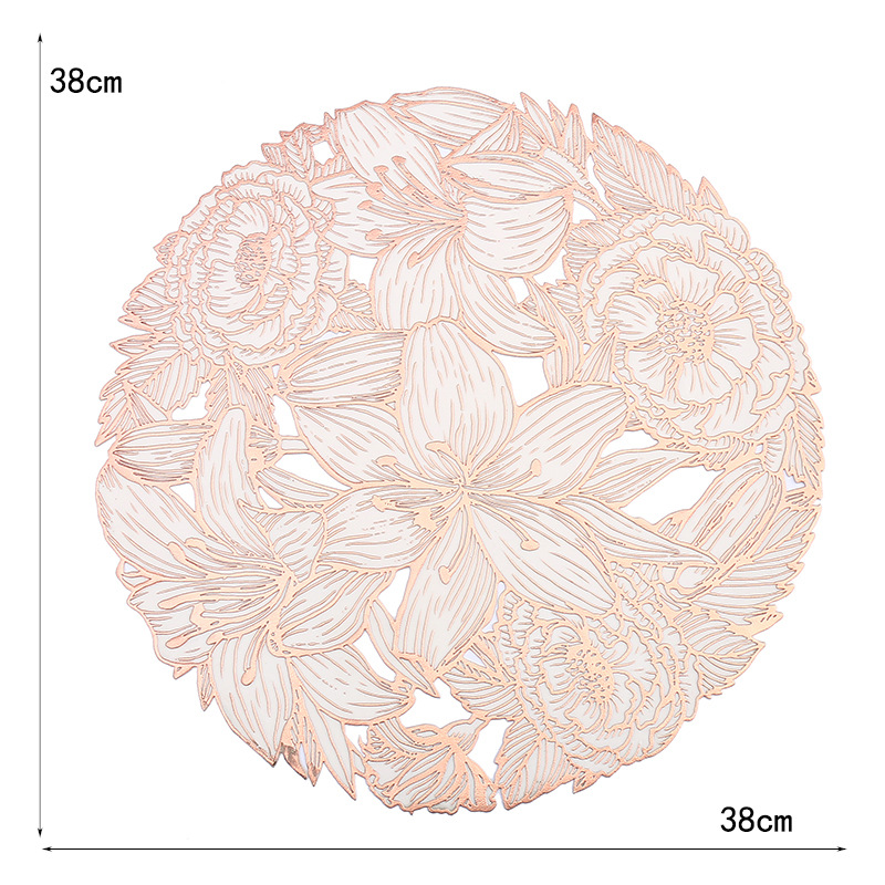 Transfronterizo romántico redondo francés almohadilla de PVC creativa diseño floral simple almohadilla de aislamiento térmico almohadilla impermeable de restaurante ligera