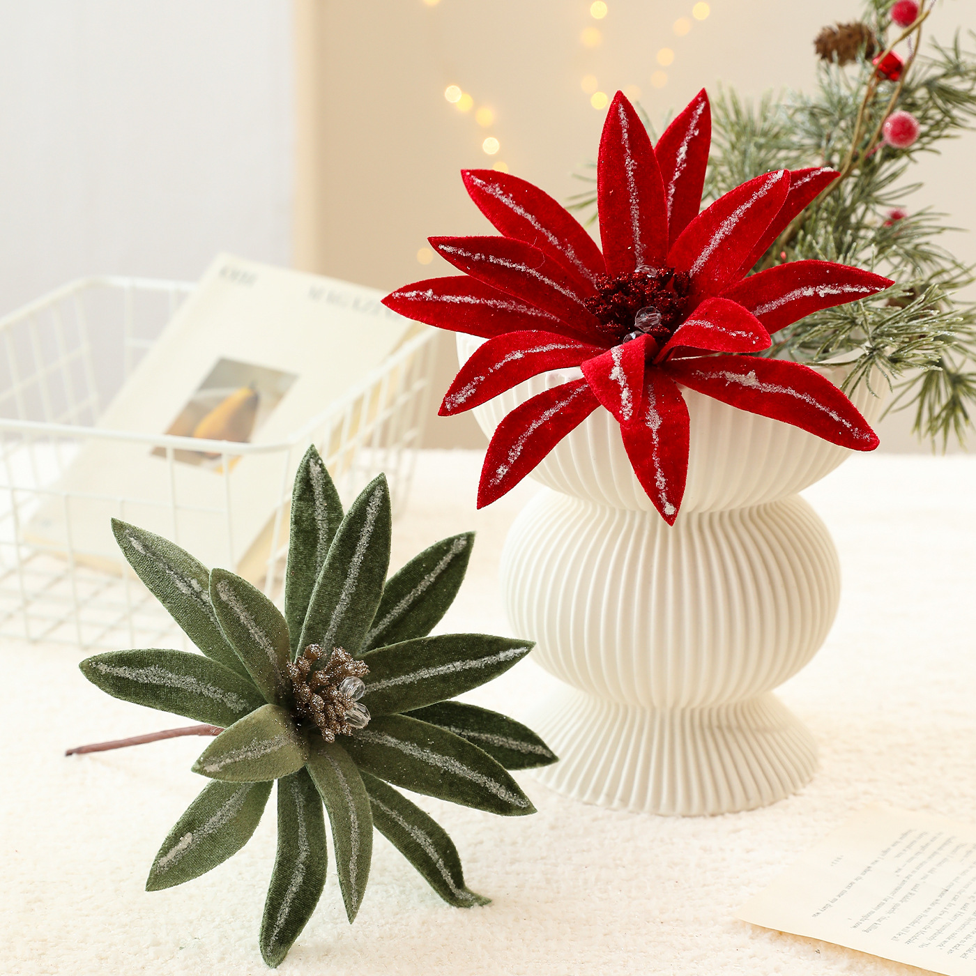 Nuevas flores de Navidad de flores secas de estilo europeo decoración de flores eternas decoración de árbol de Navidad
