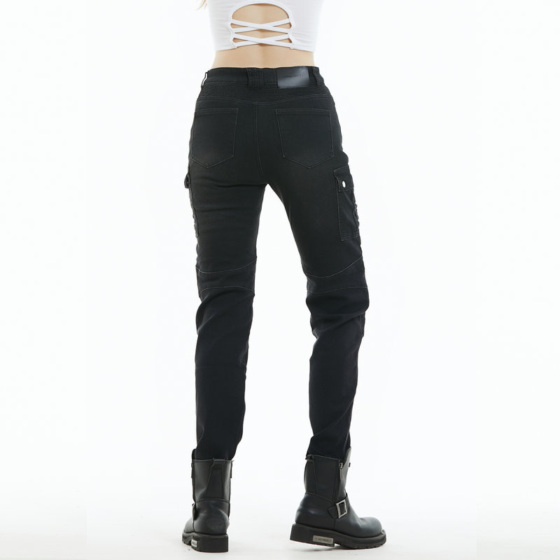 Pantalones vaqueros de la motocicleta Caballero de las mujeres de invierno forrado de lana caliente de la motocicleta pantalones anti-caída pantalones de silicona equipo de protección