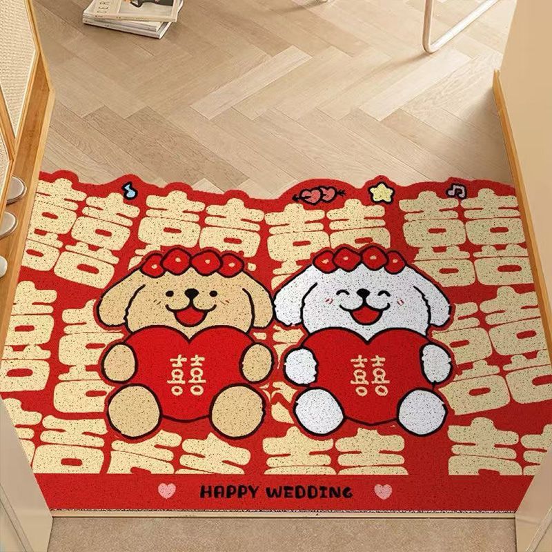 Festive Red Door Mats Wholesale Dropshipping Wire Loop Floor Mats Stain-Resistant and Easy to Care for Wedding Entrance Door Entrance Mats