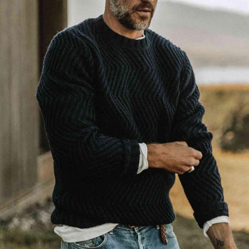 British Style Men's Pullover Sweater Solid Colour Knitted Jumper_voghion.com