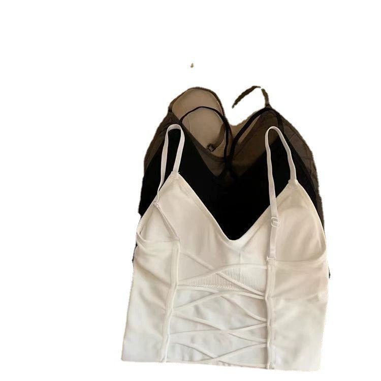 Retro Cross-Back Tank Top, Seamless Bra Crop, One Size, Adjustable Straps