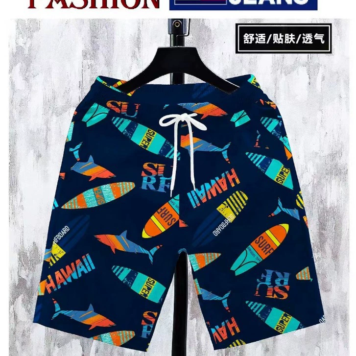 Мужские пляжные шорты оптом, тонкие, повседневные, свободного кроя, в европейском и американском стиле, с принтом, домашние шорты, мужские летние шорты, длина до колена.