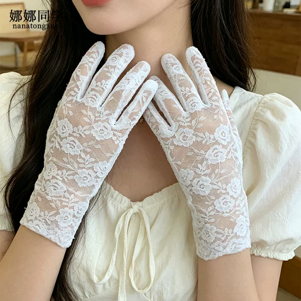 New Cross-Border Sun Protection Lace Gloves for Tea Parties, Summer Thin Elegant Bridal Women's Mesh Performance Sun Protection Gloves