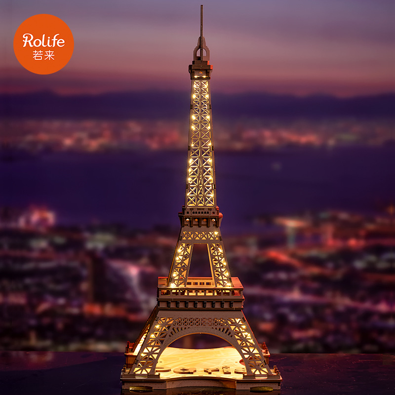 Ruolai creación colección Torre Eiffel de madera 3D rompecabezas 3D DIY bloques de construcción de juguete de montaje modelo de construcción de la casa