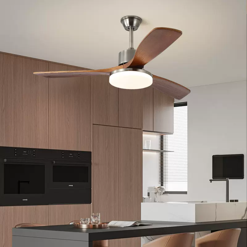 新中式古铜色风扇灯实木客厅吊扇灯北欧卧室灯餐厅侘寂风中山灯具