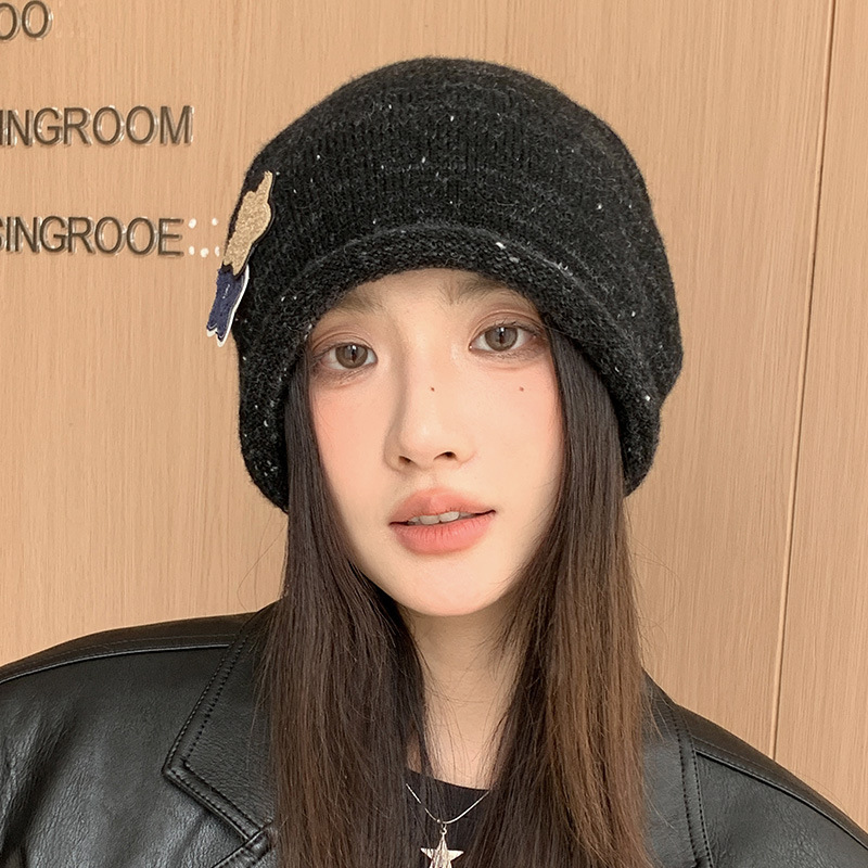 百搭帽子女款大头围显脸小堆堆帽韩版星星套头帽保暖针织毛线帽男|undefined