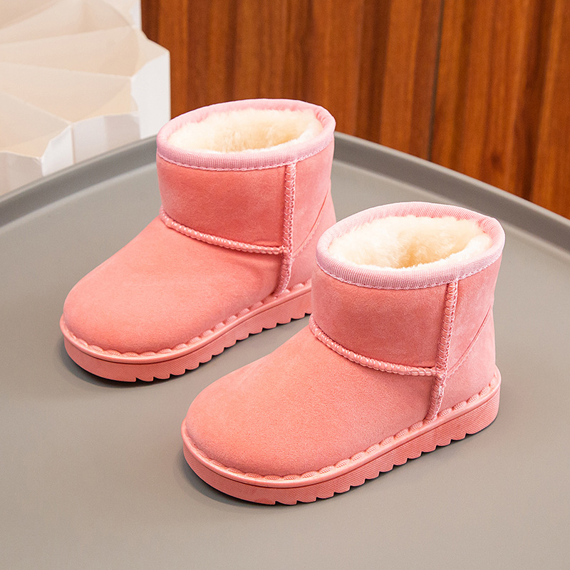 Bottes de neige pour enfants, garçons et filles, nouvel ensemble de bottes courtes, chaussures en daim et coton, isolation en peluche, hiver 2023_voghion.com