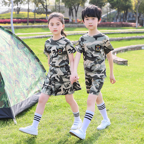 Children's camouflage summer clothing, primary school students' summer camp, long-sleeved military training uniform, spring and autumn kindergarten performance uniform, special forces.