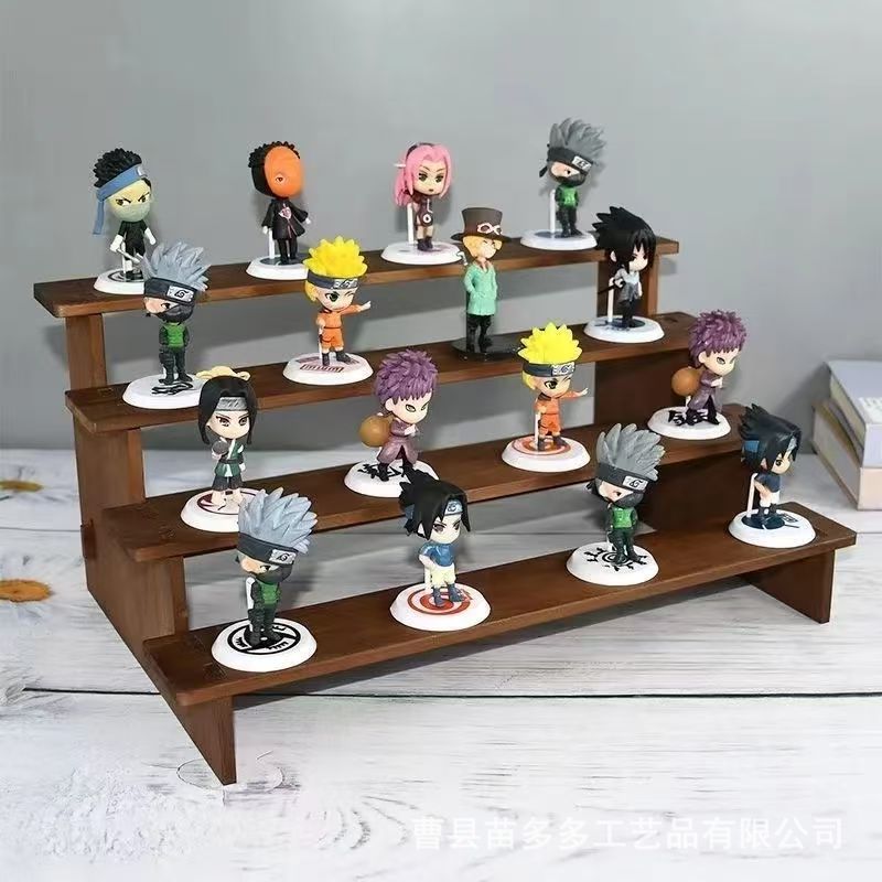 木製の収納棚の手作りのおもちゃの陳列棚のテーブルの置物の階層式の模型の展示台の実木の置き棚