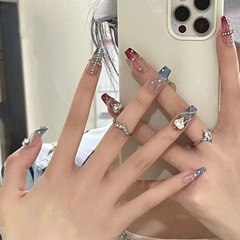 Purely handmade long mandarin duck wearable nails pure lust style nail art patches finished product manufacturers wholesale fake nail patches new style