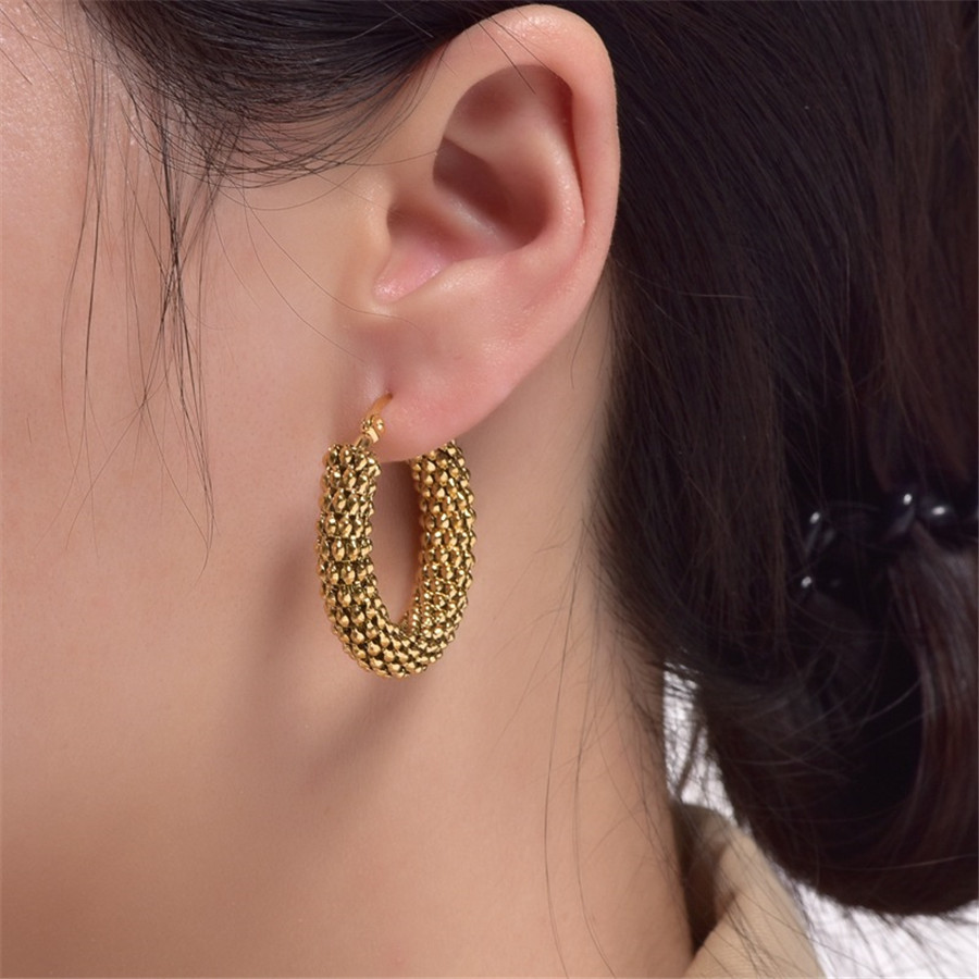 10g Weight 1 Pair Retro Geometric Plating 304 Stainless Steel Earrings