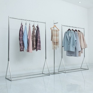 Clothing rack display rack stainless steel brushed women's clothing light luxury floor simple hanger children's clothing display rack combination