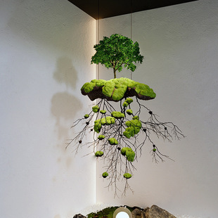 仿真绿植悬浮悬挂吊饰室内新中式橱窗茶室空间设计创意假树枯树-阿里巴巴