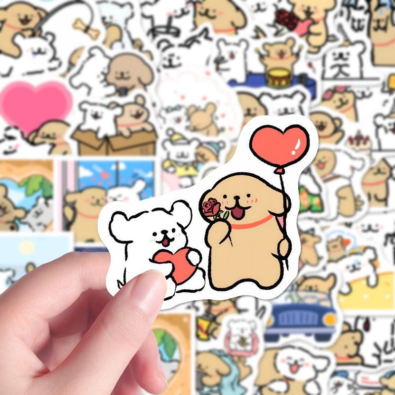 200枚のラインの子犬のカップルの写真のステッカーの漫画のかわいい乳の萌えの表情のアイデアの個性の周辺は絵のDIYを貼ります。|undefined