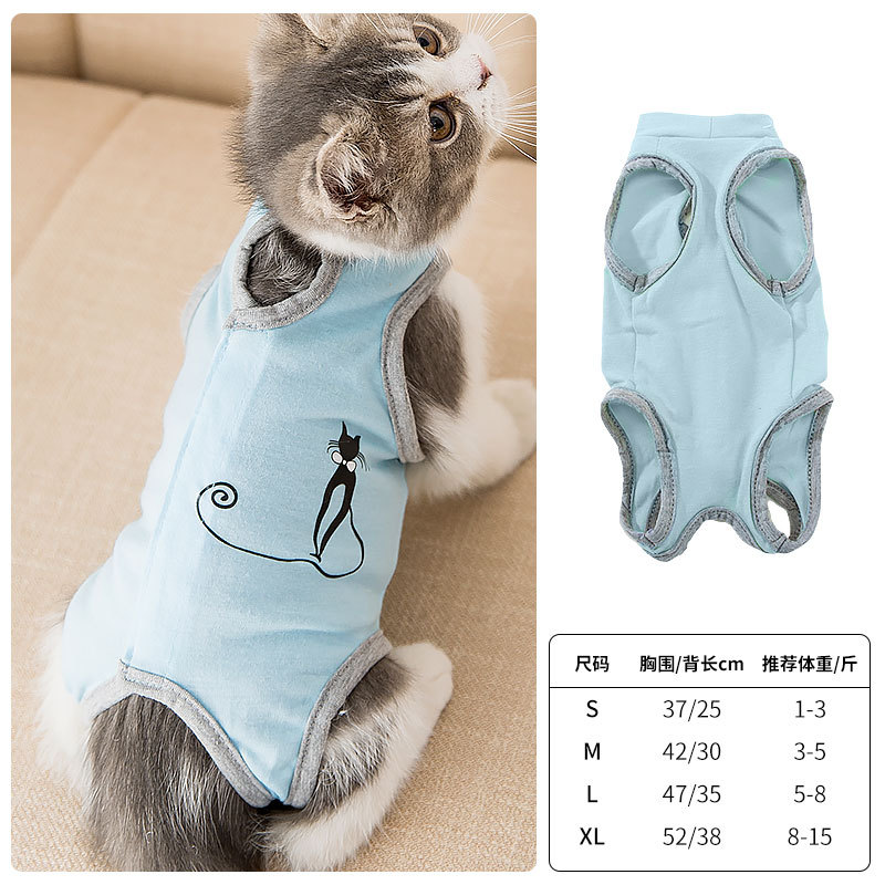 Ropa de gato ropa de verano anti-lamer esterilización suministros para mascotas gato hembra destete ropa delgada transpirable ropa para mascotas en stock