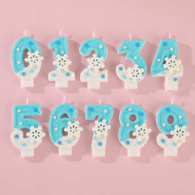 跨境浪漫雪花创意数字生日蜡烛蛋糕手工DIY派对烘焙氛围感装饰品|undefined