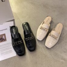 半托单鞋女2022新款夏季包头半拖平底40胖脚宽肥42大码女鞋41一43