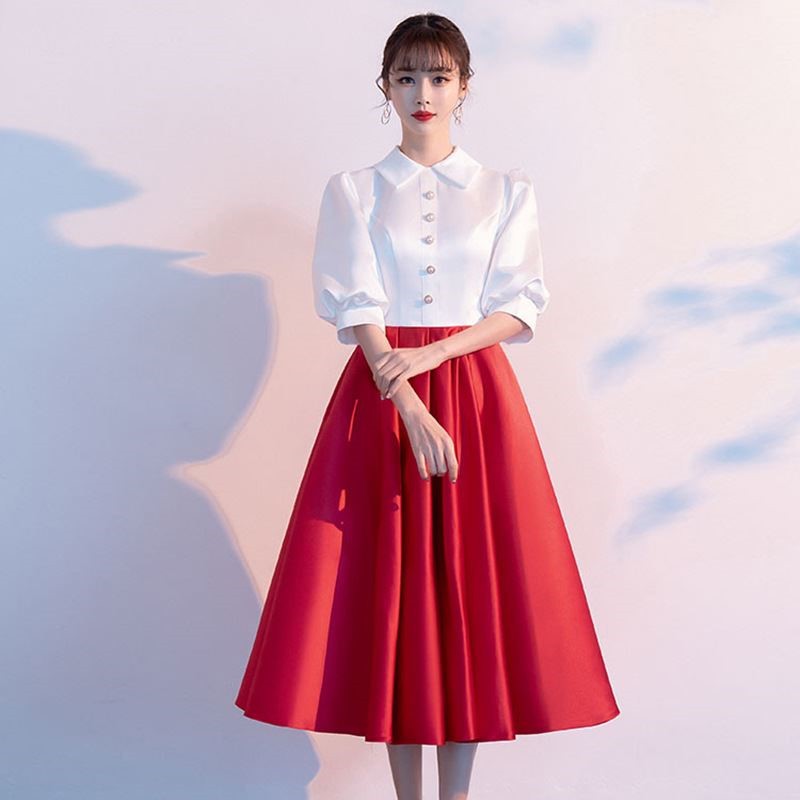 Cantata performance costume women's long dress 2023 new student poetry recitation performance costume stage host conductor dress