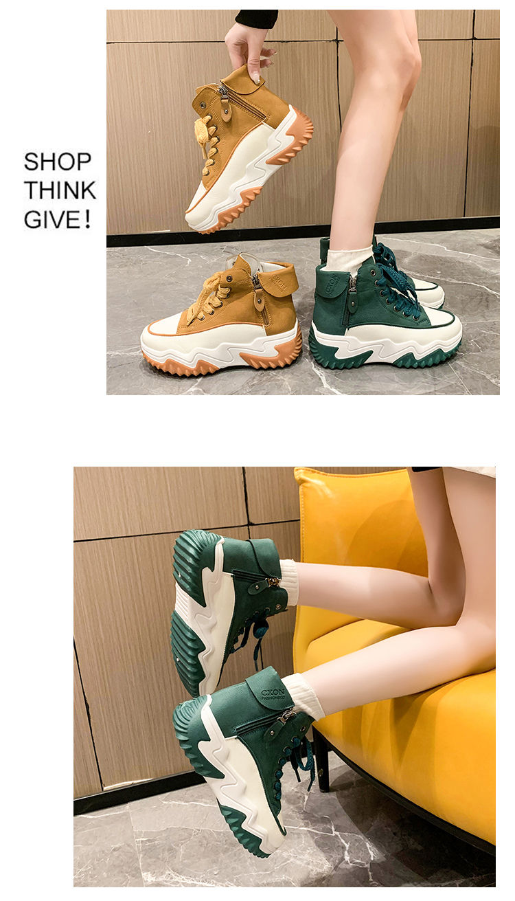 Design Sinn Kontrastfarbe Martin Damen 2024 Herbst neue koreanische Version dicke Sohle Höhe zunehmende kurze Stiefel_voghion.com