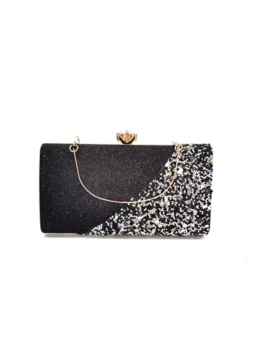 Simple and elegant shiny Grete fabric diamond-encrusted hand-held square-shaped dinner bag that can be carried diagonally across the hand