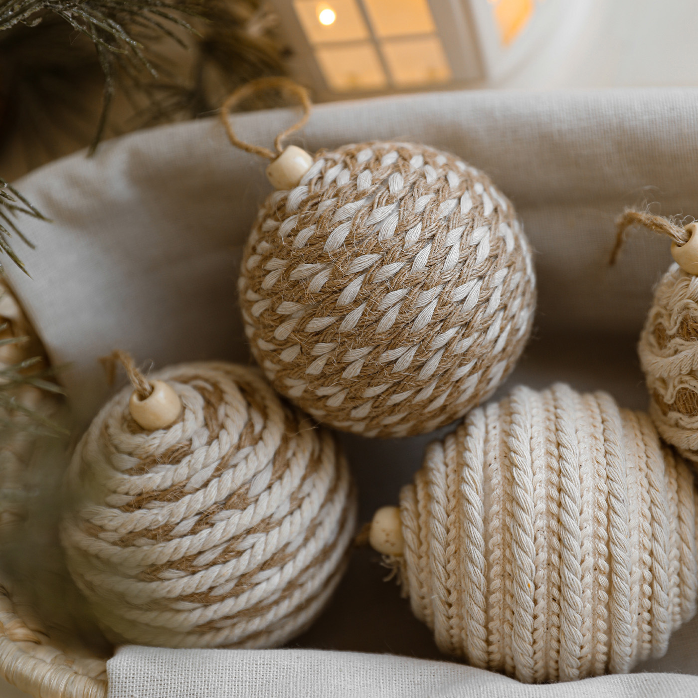 Transfronterizo 8CM cuerda de cáñamo bola cuerda de algodón bola espuma bola semáforo colgante árbol de Navidad bola colgante accesorios de decoración en stock