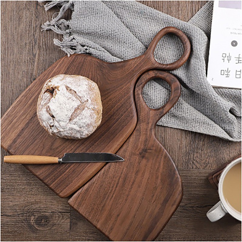 Creative Black Walnut Acacia Wood Couple Cutting Board Wooden Steak Bread Tray Solid Wood Cutting Board Set Food Supplement Board Belt