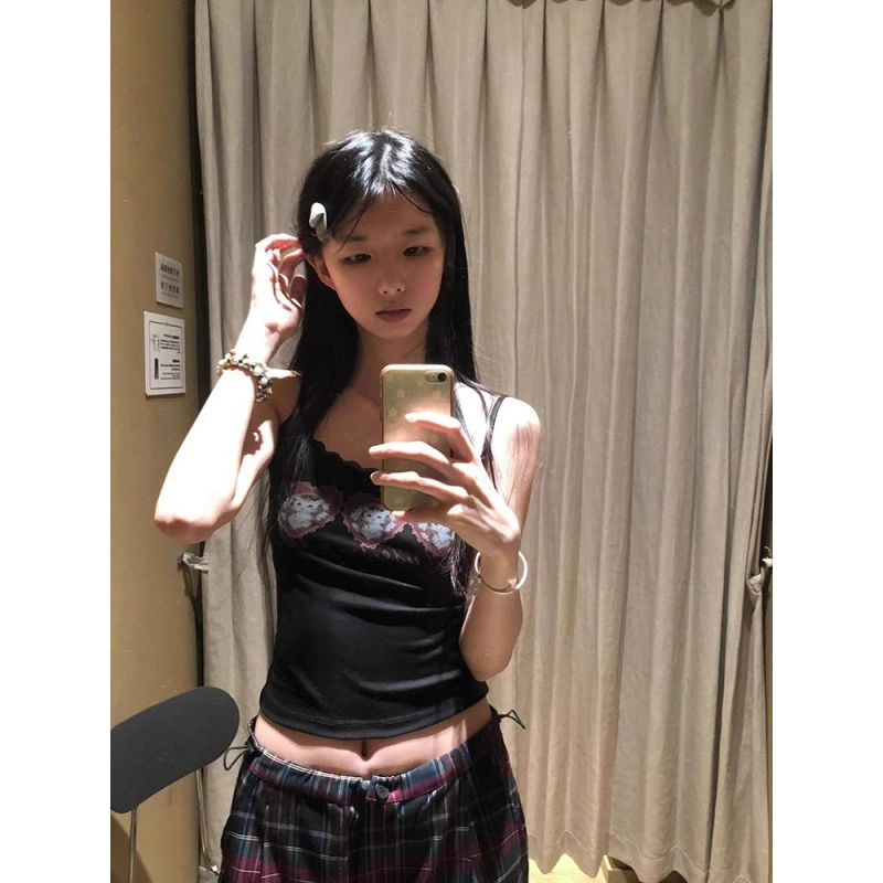 Американский мультяшный камзол с принтом женский летний 2025 новый тонкая красотка без рукавов