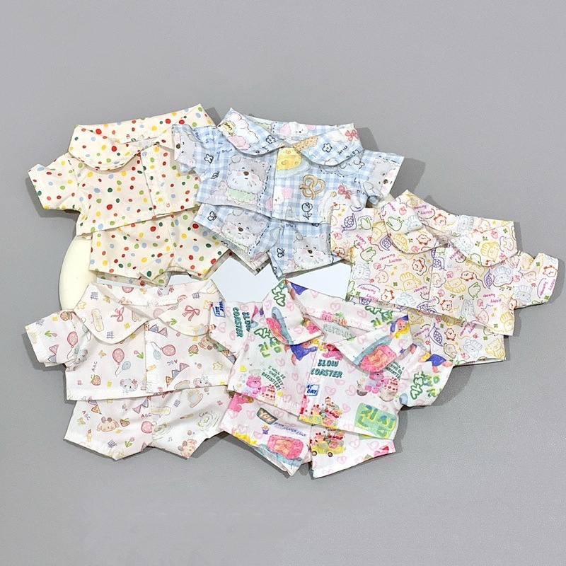 20cm10cm綿人形ベビー服ぬいぐるみ服プリントパジャマセットかわいい既製シャツベビー服|undefined