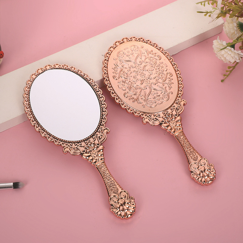 Espejo de encaje retro galvanizado de plástico, espejo de mano, espejo de maquillaje portátil, espejo de vestir antiguo, espejo de vestir creativo image 12