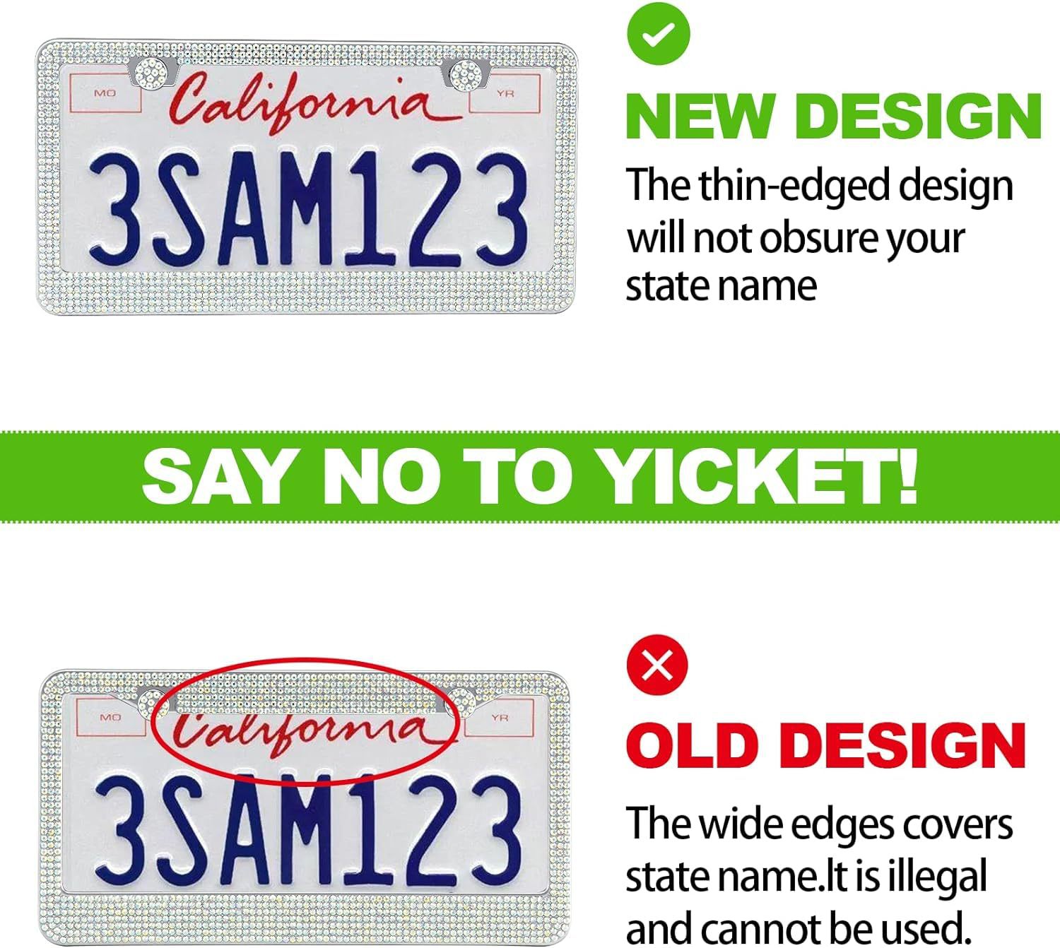 US standard diamond-studded stainless steel car license plate frame, diamond-studded plastic license plate frame, acrylic diamond-studded US standard license plate frame