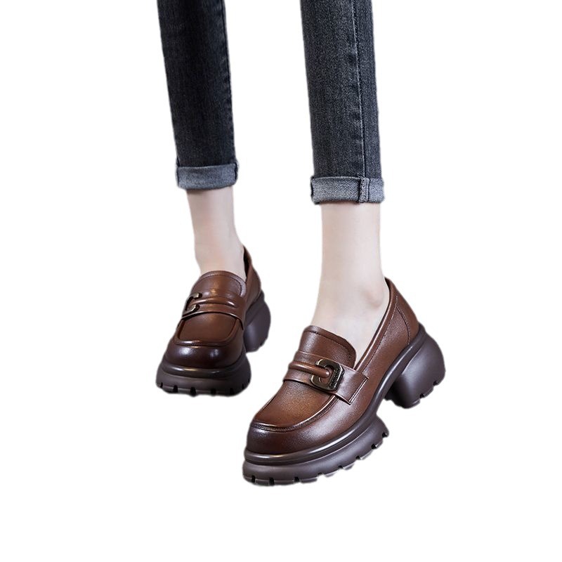 Internet éxito británico ligero zapatos de cuero 2024 otoño nuevos zapatos de Lefour zapatos de mujer suela gruesa retrógrada zapatos Mary Jane