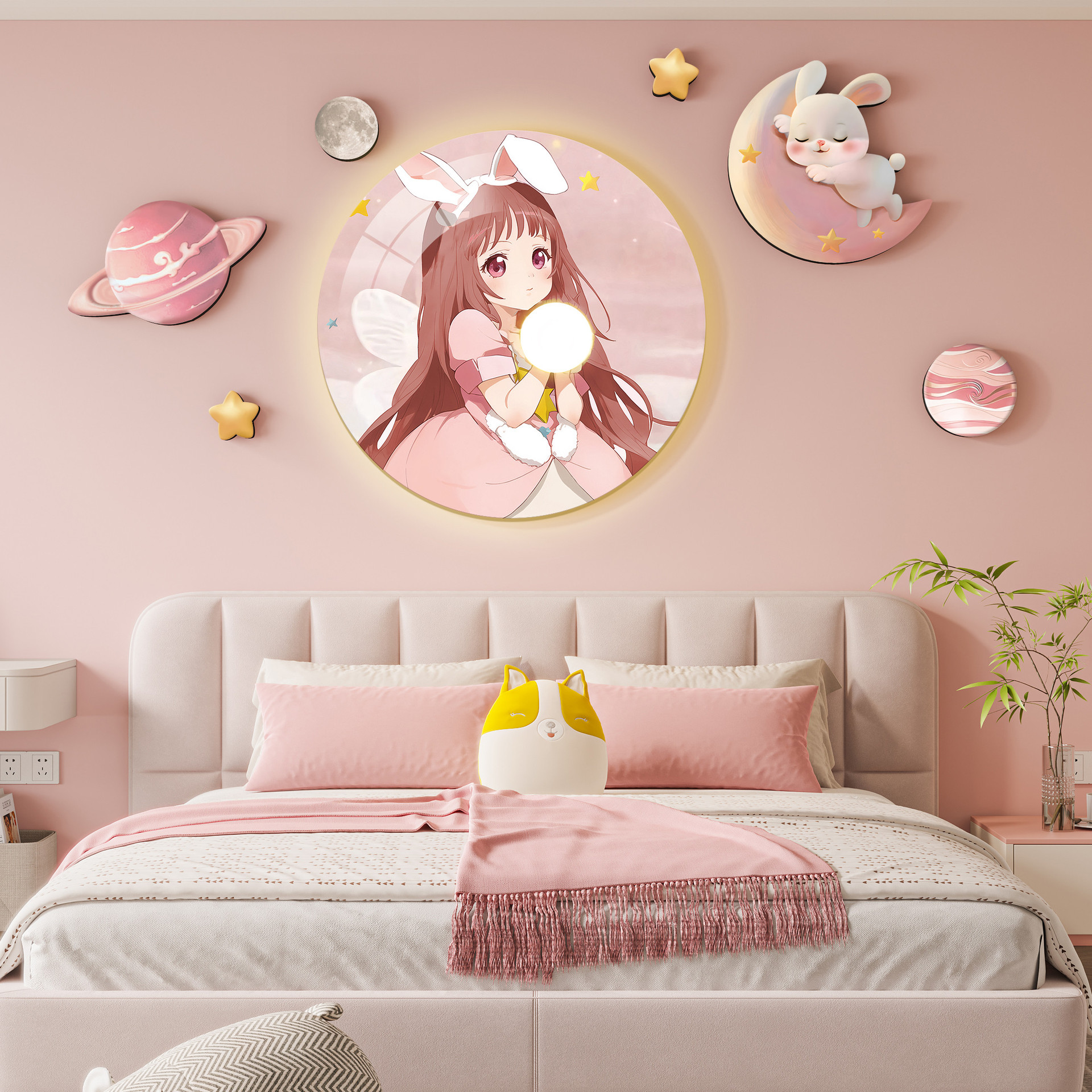 女孩房男孩房兒童房臥室床頭裝飾畫星空宇宙氛圍畫可愛溫馨組合創