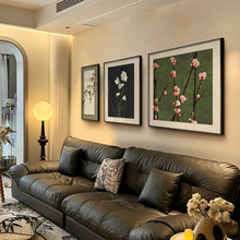 BM中古风三联客厅装饰画柿柿如意客厅沙发背景墙装饰画现代简约壁