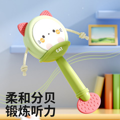 赤ちゃん早期教育用のかわいいガラガラ、噛むことができる柔らかいゴム製のベビーハンドドラム、新生児の幼児をなだめるおもちゃ