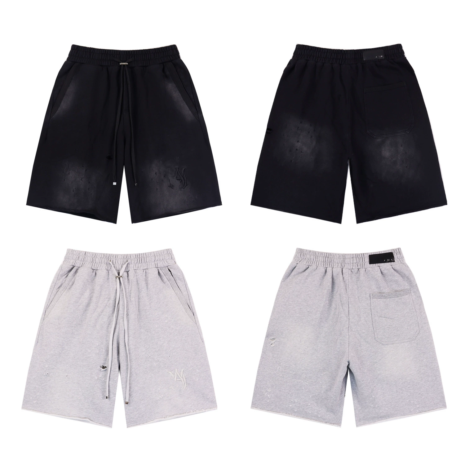 Модные брендовые шорты Amiri, винтажные мужские свободные спортивные брюки с вышивкой и микроэтикеткой, с эффектом рваности