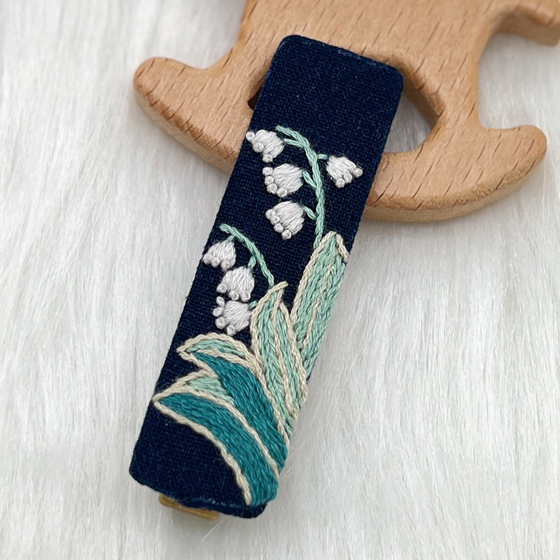 Lu bordado lindo gato perla coreano pinzas de pelo hechas a mano diy bordado creativo para chicas rotas flores pinzas de pelo lateral