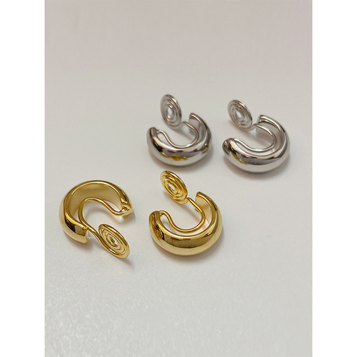 High-end earrings, mosquito-repellent disc ear clips, metal compact hoop earrings, simple hoop earrings, no pierced ears, retro for women