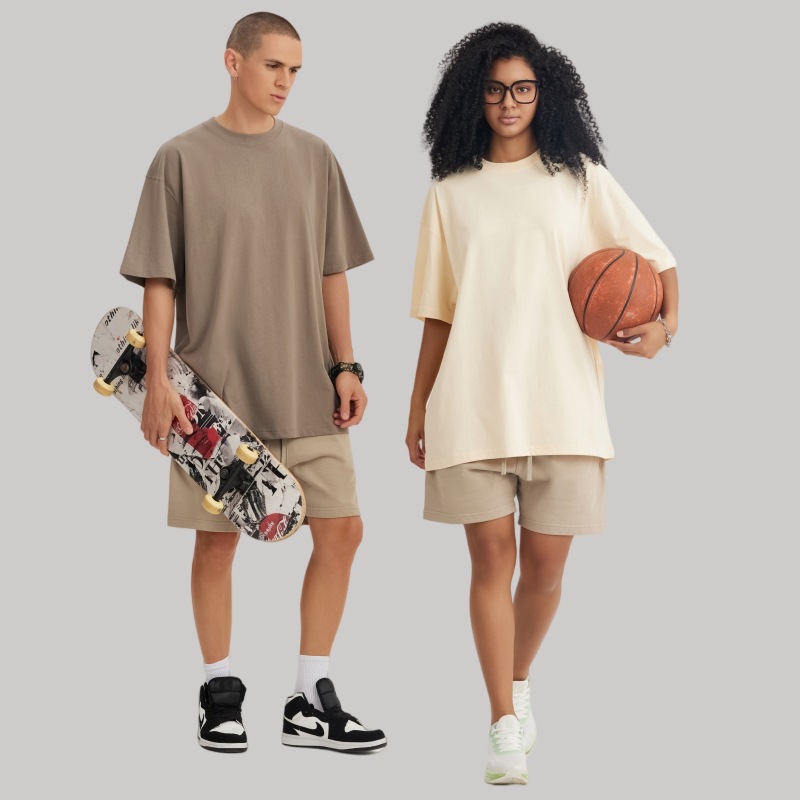 Ropa de hombre LVLV | Tamaño europeo retro americano transfronterizo ameikaji marca de moda algodón pesado de gran tamaño camiseta suelta