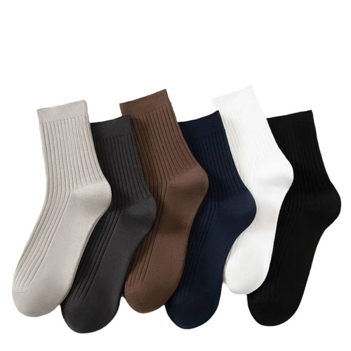 Men's Plain Color Deodorant Absorbent Breathable Mid-Calf Sports Socks Business Style All-Season Versatile Trendy Socks Boneless