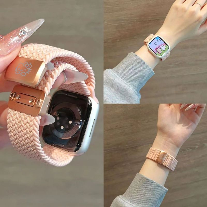 iwatch9/10表带KT猫编织磁吸苹果手表表带适用applewatch876运动|undefined