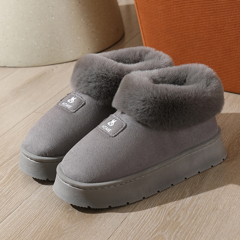 Zapatillas de algodón nuevas del 2025 para hombre y mujer, estilo simple de invierno, se pueden usar al aire libre, botas de nieve con parte trasera cerrada, forradas con forro polar, gruesas y cálidas.