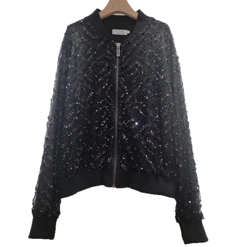 Industria pesada ropa de protección solar de sequilla para mujeres primavera y verano nuevo estilo europeo chaqueta cardigán casual chaqueta de tendencia chaqueta corta chaqueta de béisbol